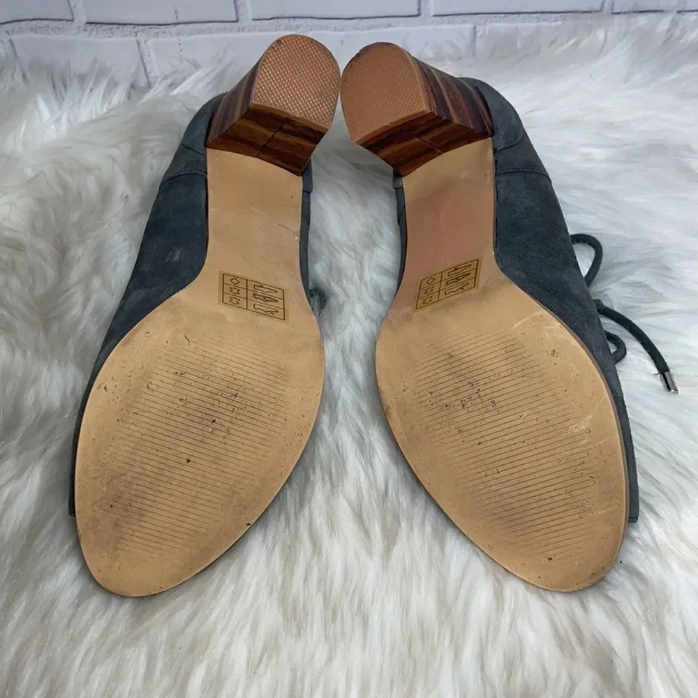 Anthro Farylrobin Suede Lace-Up PeepToe Heels Sz‎ 8